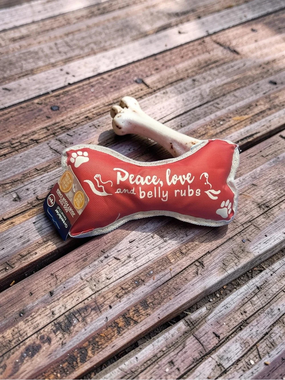 All 4 Brand New Plush Dog Toy Bones ( Squeaker inside )